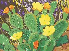 Illingworth Kerr, Prickly Pears, 1981, oil on canvas board