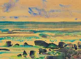 Grey Day, Poipu Beach, Kauai by Illingworth Kerr, 1975, watercolour on paper, sold Dec 2022