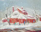 Lillian McGeoch, The Station at Woodbridge, oil on wood board