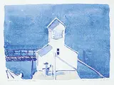 Elevator by Moonlight, UGG by Robert F.M. McInnis, 1995, watercolour and graphite on paper, sold Dec 2022