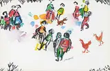 Janet Mitchell, Untitled - Gathering at the Park, watercolour on paper
