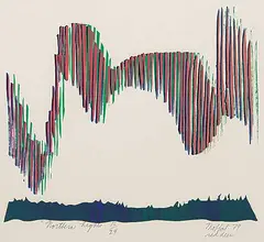 Dennis Moffat, Northern Lights #16/24, 1979, hand coloured silkscreen on paper