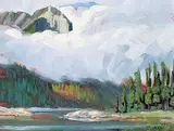 Erica Neumann, Upper Kananaskis, oil on wood board