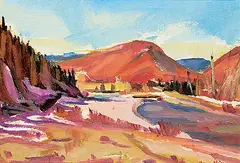 Hans Nissen, Red Hills, Bragg Creek, oil on paper board