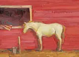 Carolyn Norton, Untitled - White Horse, oil on wood board