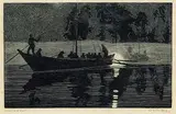 Walter J. Phillips, Moon and Mist, York Boats, 1932, wood engraving on paper