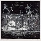 Walter J. Phillips, Swans #14/50, 1932, wood engraving on paper