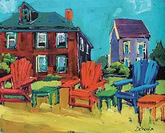 Zehava Power, Untitled - Adirondack Chairs, 2012, acrylic on canvas