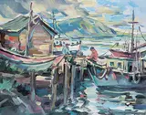 Torquil Arnold Sargent Reed, Trout River, oil on canvas board