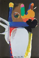 Geoffrey D. Rees, Untitled - Grey Mask, mixed media on paper