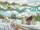 Claude Rollin, Hiver Dans Charlevoix Quebec, 1990, oil on canvas