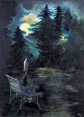 Thep Thavonsouk, Untitled - Lonely Night Walk, 1997, watercolour on paper