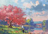 John C. Traynor, Untitled - New England Pastoral Scene, oil on canvas