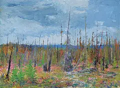 Muskeg and Fireweed by John Davenall Turner, oil on canvas board, sold Dec 2022