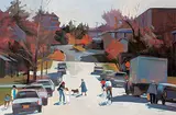 Jim Vest, Calgary St. Scene [Mount Royal Area], acrylic on canvas