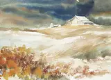 Irene Wahl, Untitled - Barn in the Foothills, watercolour on paper