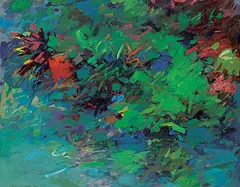 Ray Van Loon, Untitled - Lush Foliage, 1989, acrylic on wood board