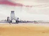 George Weber, Untitled - Elevators at Dusk, 1985, watercolour on paper