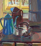 The Hot Stone by Evelyn Greenwood Zuberbier, oil on paper board, sold Dec 2022