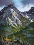 Roger D. Arndt, High Above, Far Below, oil on wood board