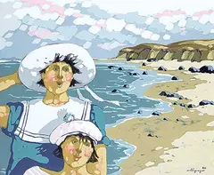 Enlin les Vacances by Claudette Castonguay, 1988, acrylic on canvas, sold Nov 2022