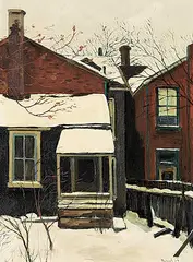 Albert Franck, Lane Behind Montrose Avenue, 1966, oil on wood board