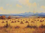 Roland Gissing, Foothills Harvest, oil on canvas
