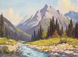 Roland Gissing, Princess Margaret Mt., oil on canvas board