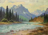 Roland Gissing, Kananaskis River, oil on canvas