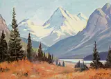 Roland Gissing, Columbia River Valley, 1961, oil on paper board