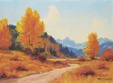 Roland Gissing, In the Foothills, 1964, oil on canvas board