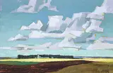 Hilton Macdonald Hassell, Summer Afternoon Skies, Sask., 1978, acrylic on wood board