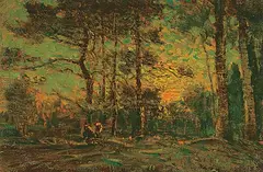 James Henderson, Untitled - Forest Sunset, oil on paper board