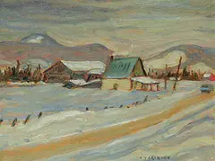 A. Y. Jackson, Road North of St. Agathe, February 29, 1964, 1964, oil on wood board