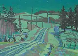 Illingworth Kerr, Foothill Road, Winter Night, 1974, oil on canvas