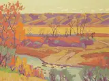 Illingworth Kerr, Old Crossing, Qu'Appelle Valley, 1978, oil on canvas