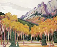Fall Day Sawback Range by Denise Lemaster, 2006, oil on canvas, sold Nov 2022