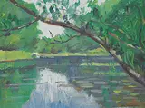 Jean Paul Lemieux, Le Ruisseau, 1935, oil on wood board