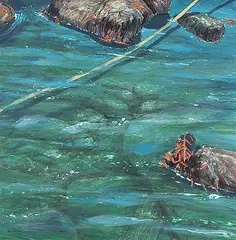 John Mckee, Untitled - Clear Waters, acrylic on wood board
