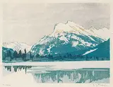 Walter J. Phillips, Rundle Winter, 1949, colour wood block on paper