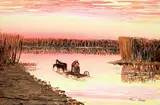 Untitled - Final Trip of the Day by Allen Sapp, acrylic on canvas, sold Nov 2022