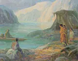 Adam Sherriff Scott, Untitled - Meeting at the Shore, oil on canvas