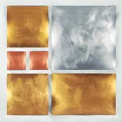 Alex Caldwell, Untitled - Metallic Tetragons [Polyptych], metal and wood sculpture