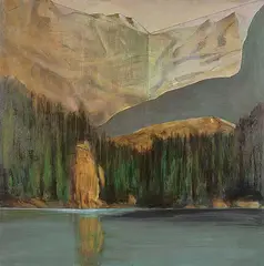 Barbara Milne, Volume #15, Lake O'Hara, 2016, acrylic on wood panel