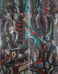 Gregory Pyra, Fountain of Secrets [Diptych], oil on canvas