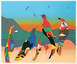 Jack Shadbolt, December Birds 2 #62/90, 1990, colour silkscreen on paper