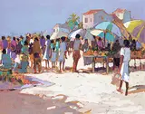André Bertounesque, Le Marche, oil on wood board