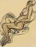 Fritz Brandtner, Reclining Nude, 1935, watercolour and ink on paper