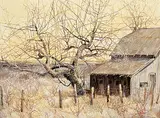 Tinyan Chan, Untitled - Lonely Barn, oil on canvas