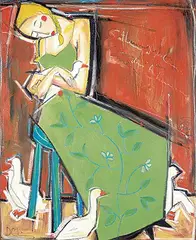 Denis Chiasson, Catherine and the White Ducks, acrylic on canvas